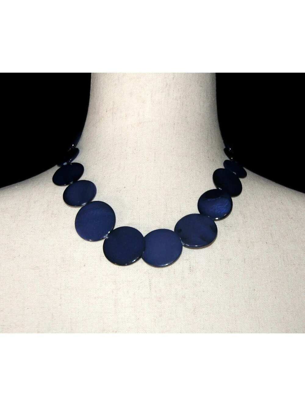 Vintage Charming Charlie Gold Tone and Royal Blue Beaded Necklace, 17-20 Inches.